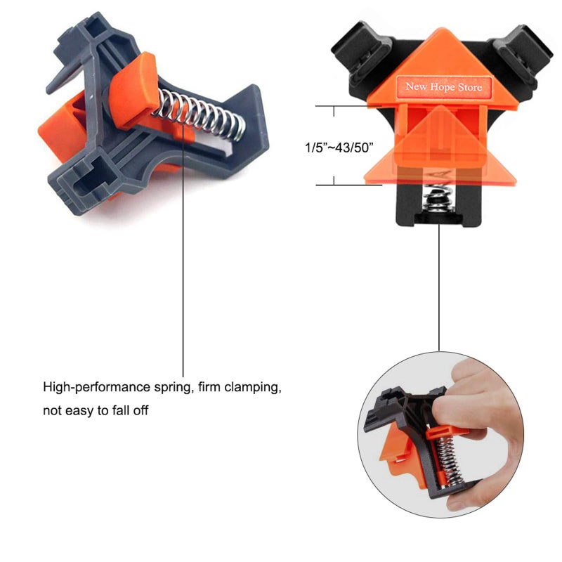 New Hope Store Woodworking 90 Degree Angle Corner Clamps, 8pcs ABS Adjustable Swing Corner Clip Fixer Carpenter Right Angle Fixing Clamps for Drilling, Making Cabinets, Photo Framing, Crafting Projects - Image 3
